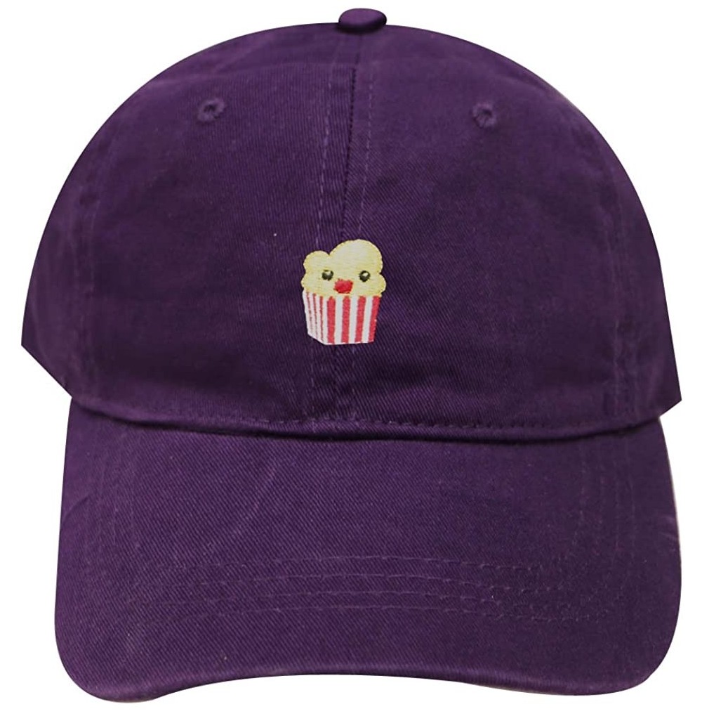 Baseball Caps Cute Popcorn Cotton Baseball Dad Cap - Purple - CK1832ZUZKT