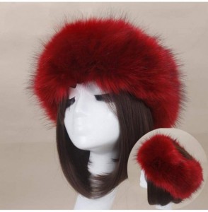 Cold Weather Headbands Women's Faux Fur Headband Soft Winter Cossack Russion Style Hat Cap - Burgundy - C218L8KTGRQ