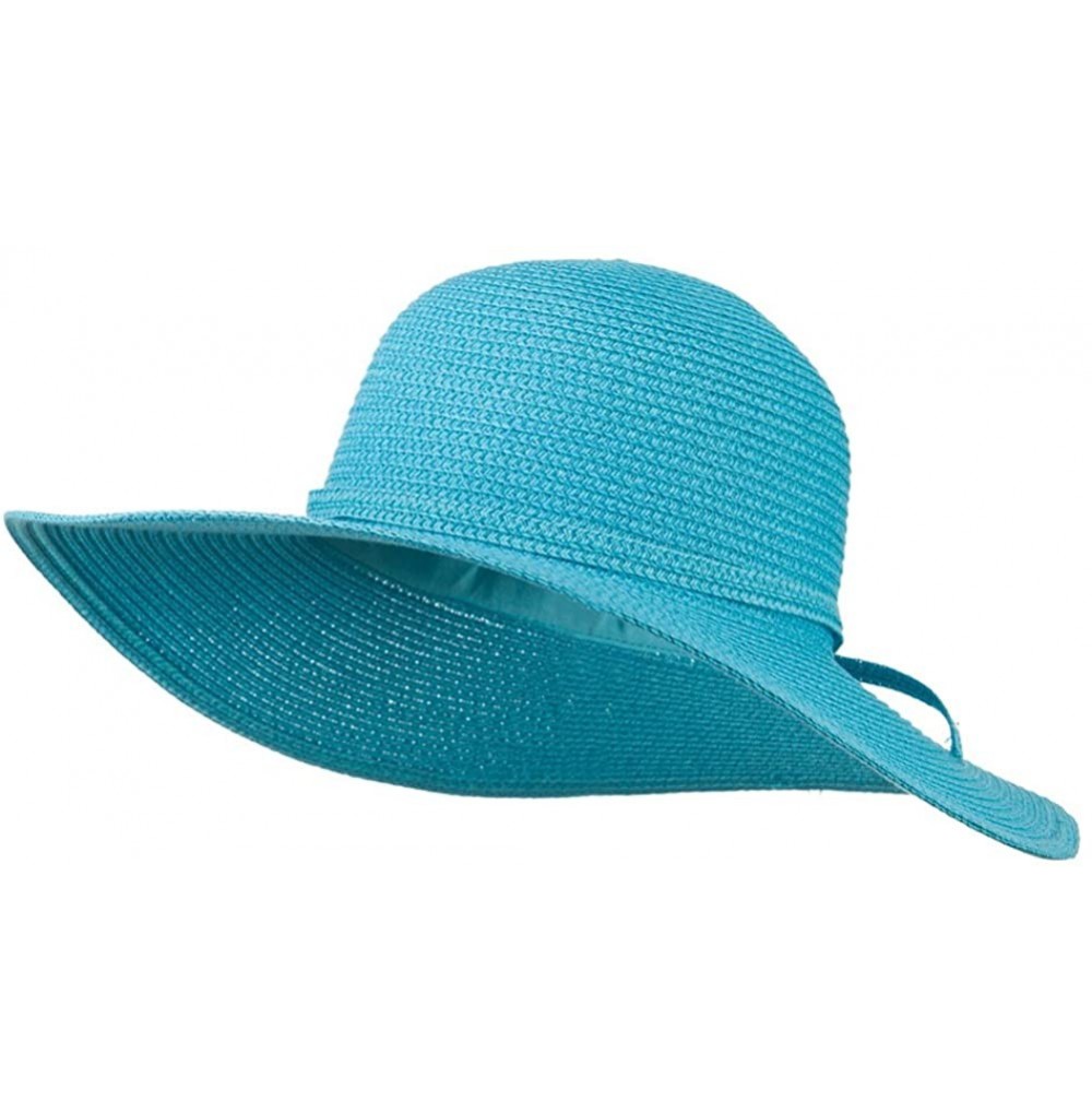 Sun Hats Paper Braid Flat Brim Self Tie Hat - Turquoise W26S25B - CH11D3H5EN7