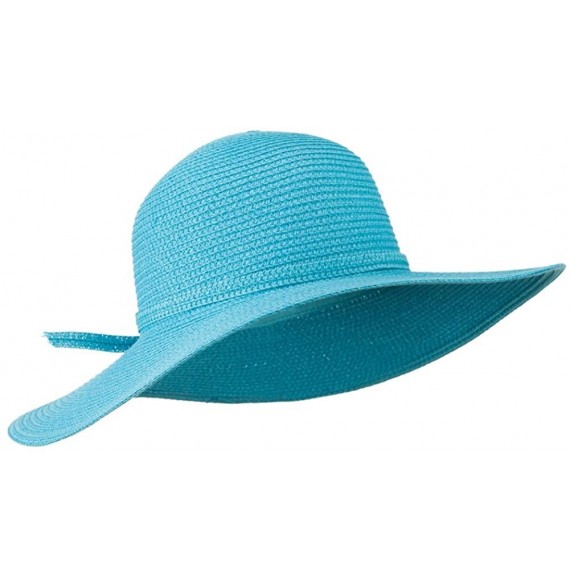 Sun Hats Paper Braid Flat Brim Self Tie Hat - Turquoise W26S25B - CH11D3H5EN7