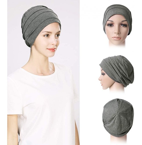 Skullies & Beanies Headwrap Head Scarf Chemo Beanie Hat Slouchy Cancer Turban Sleeping Hat - 99047dark Grey - CM18Y7NDED0