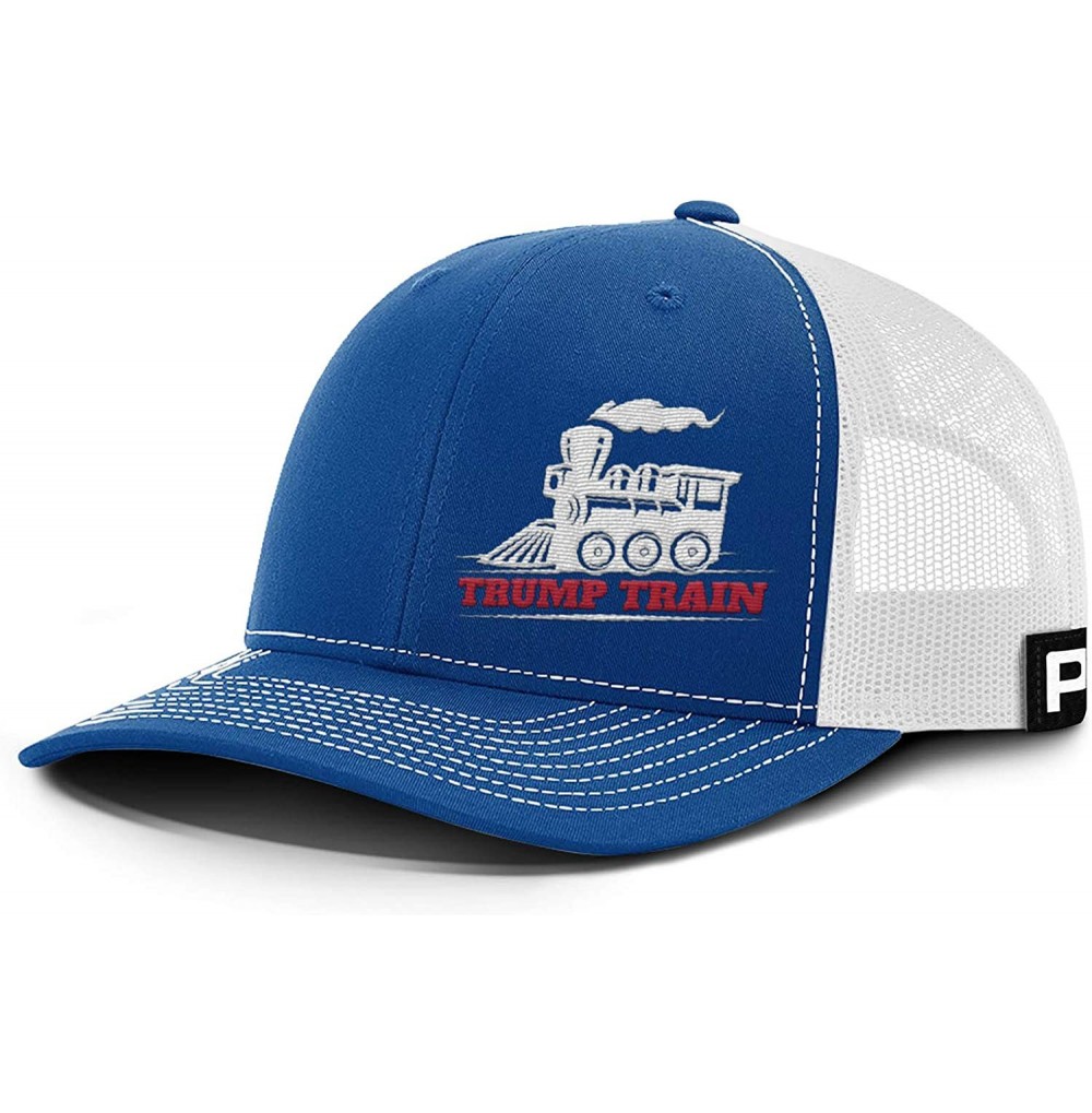 Baseball Caps Trump Train Hat with Mesh Back - Royal Blue / White Mesh - CX192U6RMXU