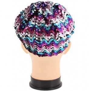 Berets Women Classic Sparkle Sequin Beret Hat Fashion Headwear for Party Club Dance - Multicolor - CN18KL5KRTN