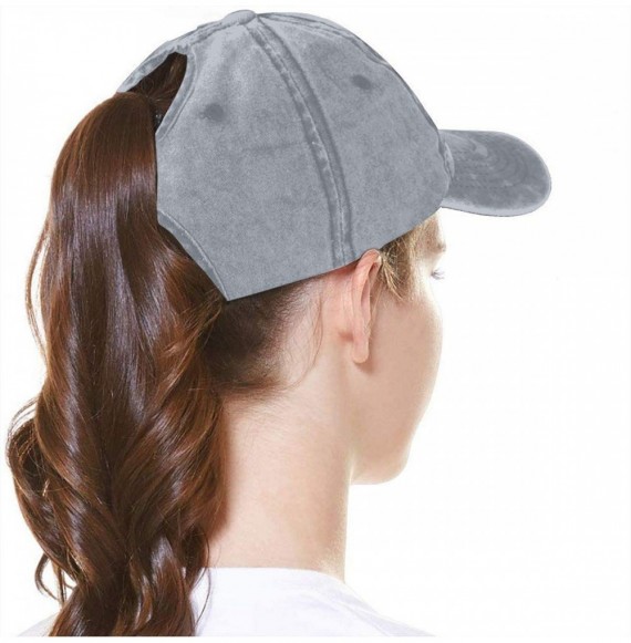 Baseball Caps Mama Bear Denim Hat Adjustable Female Stretch Baseball Hats - Ponytail Gray - CC18SYI95TE