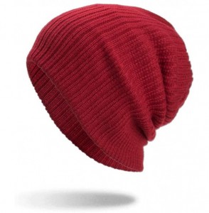 Skullies & Beanies Warm Oversized Chunky Soft Oversized Cable Knit Slouchy Beanie Winter Warm Knit Hat Skull Cap - Wine 7 - C...