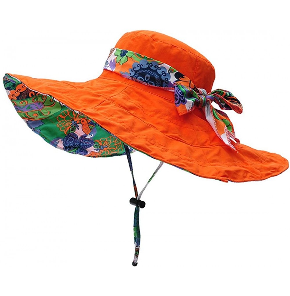 Sun Hats Womens Summer Flap Cover Cap Cotton Anti-UV UPF 50+ Sun Shade Hat Folding Sun Hat Beach Cap - Orange - CU183G262WW