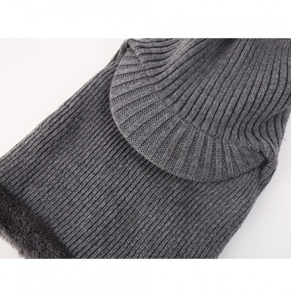 Balaclavas Mens Winter Neck Warmer Hat Tuque Visor Beanie Ear Warmer Face Cover - Gray - CX12N7ADVGW