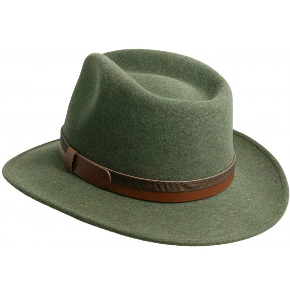 Fedoras Men's Classic Traveller III Wool Felt Fedora Hat Packable Water Repellent - Vert - CP1237YLAXR