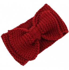 Headbands Women's Crochet Big Bow Knitted Winter Headband 2 - Darkred - CR1870IID97