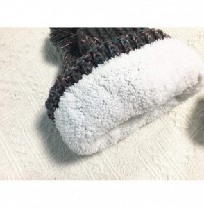Skullies & Beanies 2PCS Parent-Child Hat Winter Super Warm Soft Knit Hat Mixed Color Beanie Ski Cap with Pom Pom - Gray - CW1...
