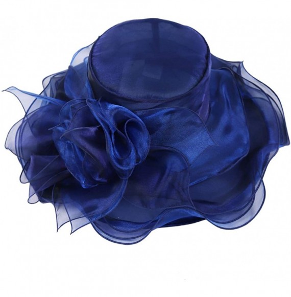 Sun Hats Womens Kentucky Derby Church Dress Fascinator Tea Party Wedding Hats S056 - Navy Flower - CE18DXO5CYE