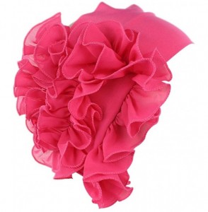 Bomber Hats Womens Wrap Cap Flower Chemo Hat Beanie Scarf Turban Headband - Hot Pink - C818IO3TNNN