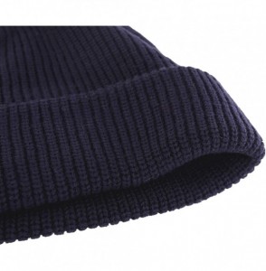 Skullies & Beanies Classic Men's Warm Winter Hats Acrylic Knit Cuff Beanie Cap Daily Beanie Hat - Navy Blue - C412MWVFCBZ