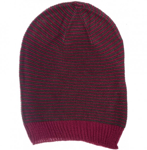 Skullies & Beanies an Unisex Striped Knit Slouchy Beanie Hat Lightweight Soft Fashion Cap - Pink Olive - CK12CJFC38H