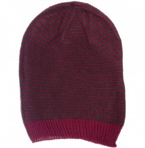 Skullies & Beanies an Unisex Striped Knit Slouchy Beanie Hat Lightweight Soft Fashion Cap - Pink Olive - CK12CJFC38H