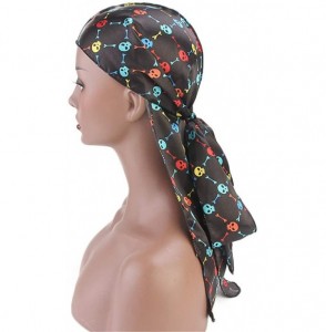 Skullies & Beanies Print Silky Durags Turban Silk Du Rag Waves Caps Headwear Do Doo Rag for Women Men - Tjm-05k-4 - C6197W804WN