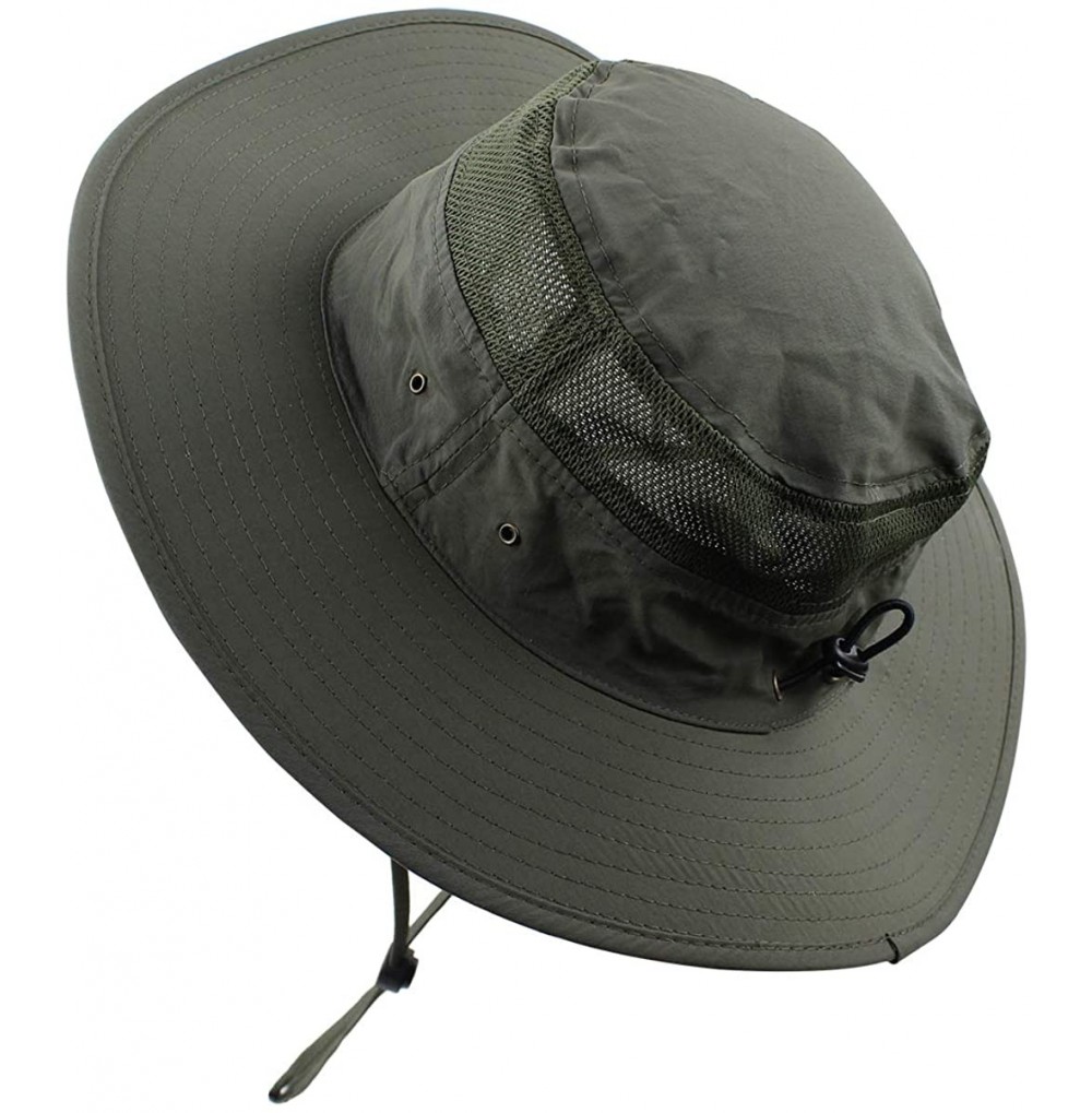 Sun Hats Men Summer Sun Hat UV Protection Wide Brim Mesh Bucket Hats for Outdoor Fishing Beach - Army Green - CB18QQUWDX9