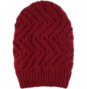 Skullies & Beanies Knit Oversized Slouchy Chunky Soft Warm Winter Baggy Beanie Hat - Burgundy - CT18I6MKM9H