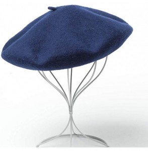 Berets Men's Unisex Adults Solid Color Wool Artist French Beret Hat - Navy Blue - CL18L330TL6