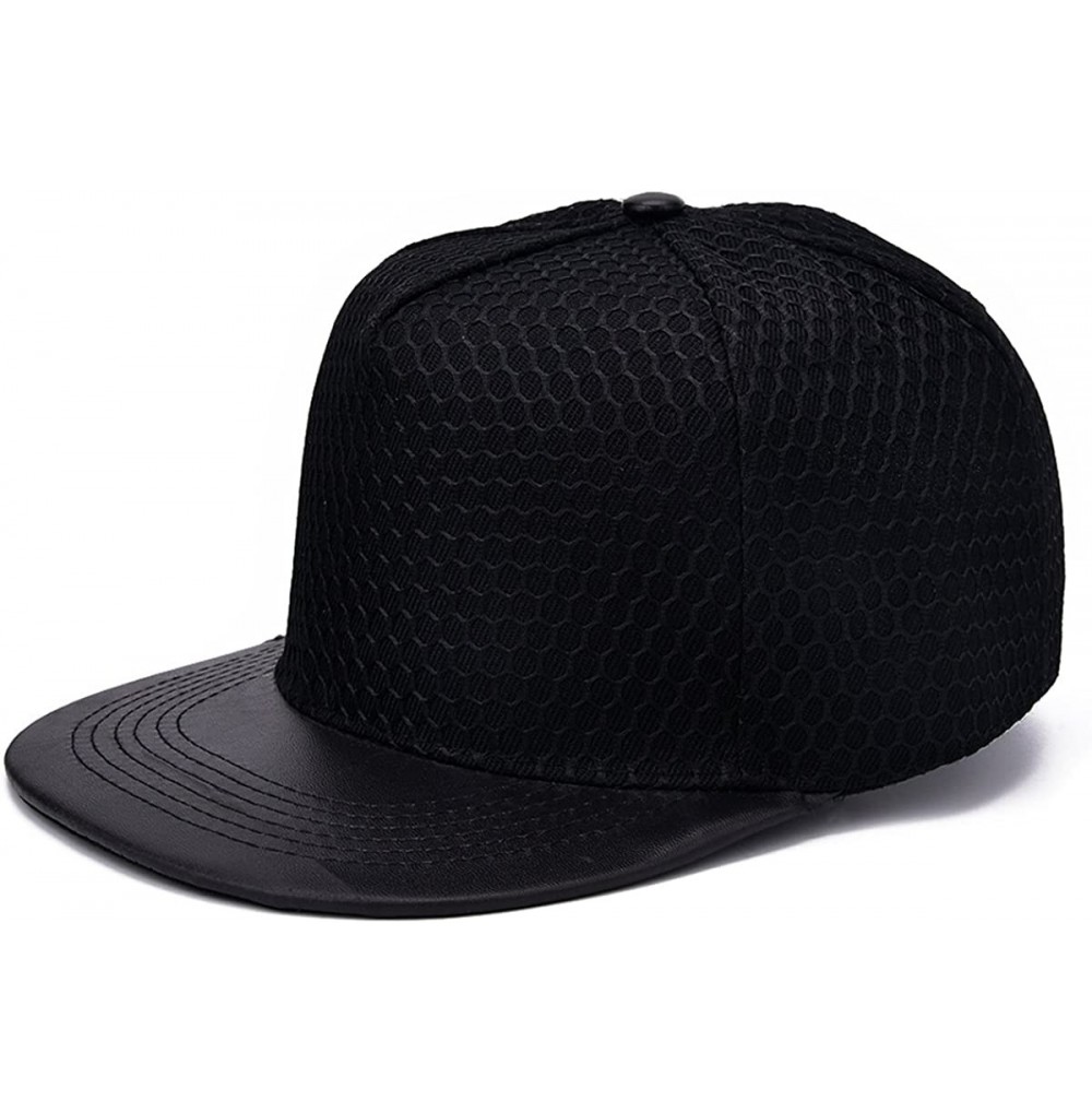 Baseball Caps Baseball Cap for Men-Adjustable Snapback Hats for Women Mesh Hip-Hop Flat Brim Visors - Black - C01854HEZKL
