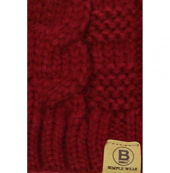 Skullies & Beanies Unisex Warm Chunky Soft Stretch Cable Knit Beanie Cap Hat - 102 2pk Hgreen/ Burgundy - C9188LUUKM8