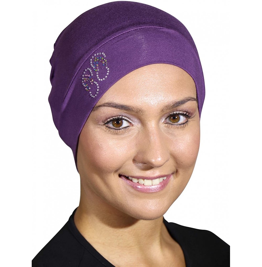 Skullies & Beanies Womens Soft Sleep Cap Comfy Cancer Hat with Studded Flip-Flops Applique - Purple - CB12O0TFP7S