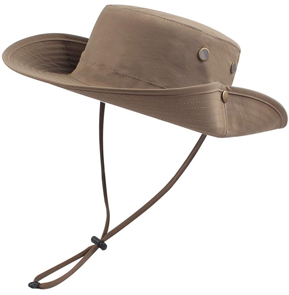 Sun Hats Men Women Outdoor Sun Hat with Wide Brim UPF 50+ Summer Mesh Cap with Flap Cover - A-khaki3 - CT18UTNNMWD