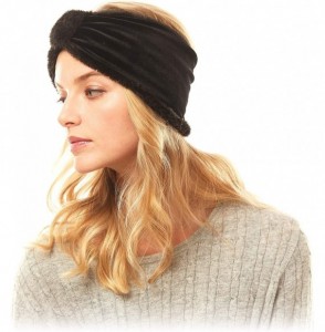 Cold Weather Headbands Me Plus Women Winter Soft Leopard Pattern Fleece Lining Headwrap Headband Ear Warmer - Solid W/Faux Fu...