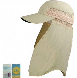 Sun Hats Taslon UV Cap with Removable Flap - Khaki - CU11LV4GUU5