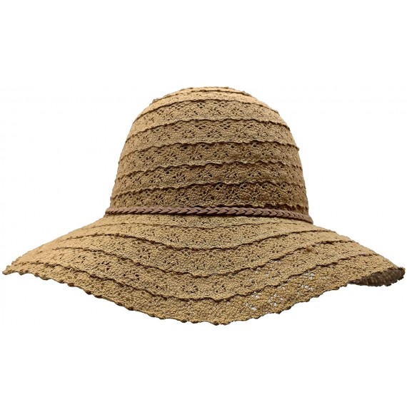 Sun Hats Floppy Stylish Sun Hats Bow and Leather Design - Style F - Coffee - C218RZ6D6MA