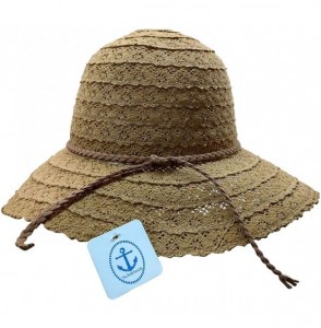 Sun Hats Floppy Stylish Sun Hats Bow and Leather Design - Style F - Coffee - C218RZ6D6MA