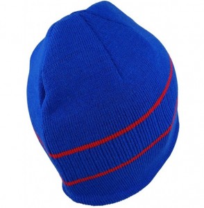 Skullies & Beanies Double Striped Acrylic Knit Warm Winter Beanie Cap - Royal Red - C31863DLLGD