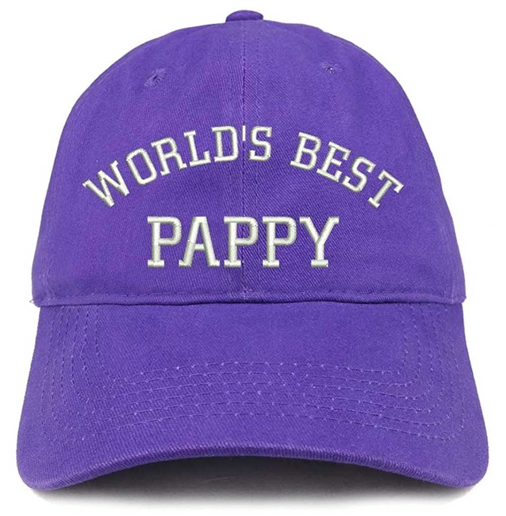 Baseball Caps World's Best Pappy Embroidered Soft Crown 100% Brushed Cotton Cap - Purple - C818STDU6HG