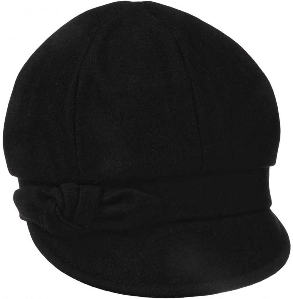 Baseball Caps Women's Adele Plaid Cap with Bow - Black Herringbone - C0116K37295
