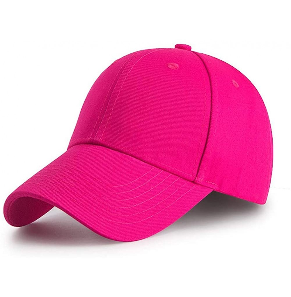 Baseball Caps Baseball Cap Men Women Cotton Dad Hat Adjustable Trucker Hat Solid Color Sports Visor Hats - Rose Red - CM18QY3...