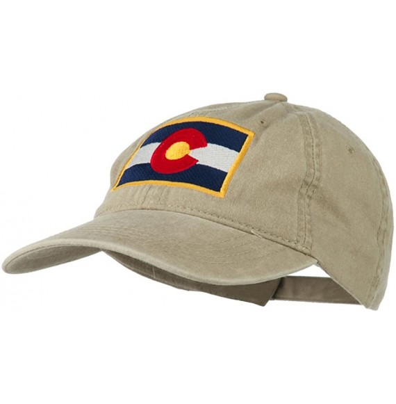 Baseball Caps Colorado State Flag Embroidered Washed Buckle Cap - Khaki - CW11Q3SY5ZL