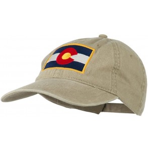 Baseball Caps Colorado State Flag Embroidered Washed Buckle Cap - Khaki - CW11Q3SY5ZL
