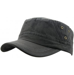 Baseball Caps Mens 100% Cotton Flat Top Running Golf Army Corps Military Baseball Caps Hats - Black - CG1820R26OO