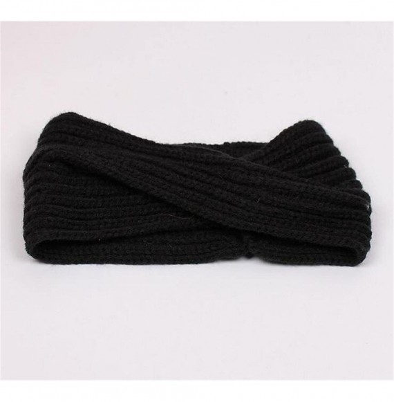 Headbands Knitted Twisted Headband Ear Warmer Head Wrap Headband (N1288) - Black - CD120P3T2AL