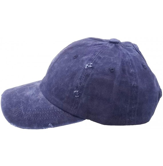 Baseball Caps Ponytail Baseball Hat Distressed Retro Washed Cotton Twill - Blue 2 - CV18IST0UM7