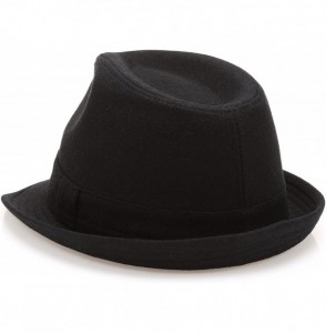 Fedoras Men's Wool Blend Short Brim Fedora Hat with Band - Black - CN184EKXRLN