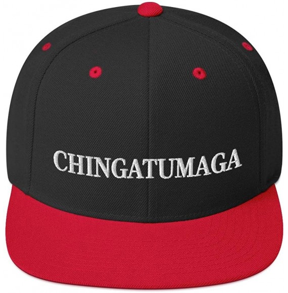 Baseball Caps CHINGATUMAGA Hat (Embroidered Wool Blend Snapback Hat) Chinga Tu MAGA Parody - Black/ Red - CQ18ZC085ZG