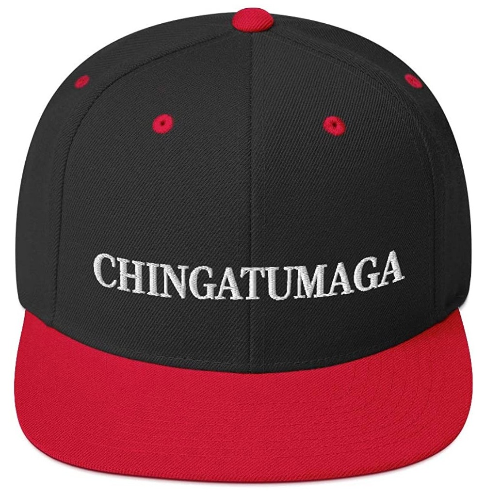 Baseball Caps CHINGATUMAGA Hat (Embroidered Wool Blend Snapback Hat) Chinga Tu MAGA Parody - Black/ Red - CQ18ZC085ZG