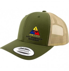 Baseball Caps Army 1st Armored Division Full Color Trucker Hat - Green/Khaki - C718RO2N3KS