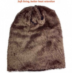 Skullies & Beanies Slouchy Beanie Winter Hats for Men Windproof Scarf Warm Snow Knit Skull Cap - Brown - CI12NURUNFO