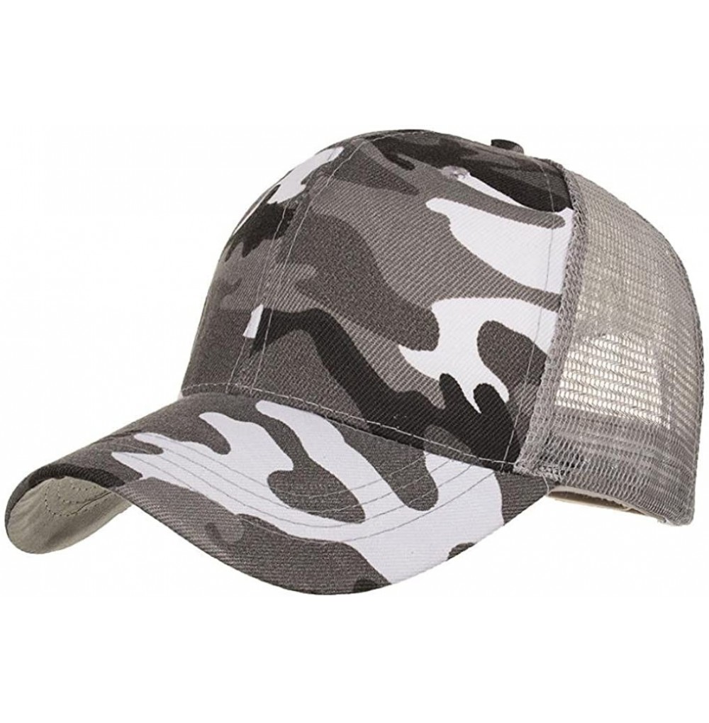 Baseball Caps Men's Hats-Baseball Caps Mesh Camo Hip Hop Casual Summer Hats for Women Men - Gray - CA18E3Z69L3