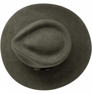 Fedoras B&S Premium Lewis - Wide Brim Fedora Hat - 100% Wool Felt - Water Resistant - Leather Band - Olive Green - CI180UADK6M
