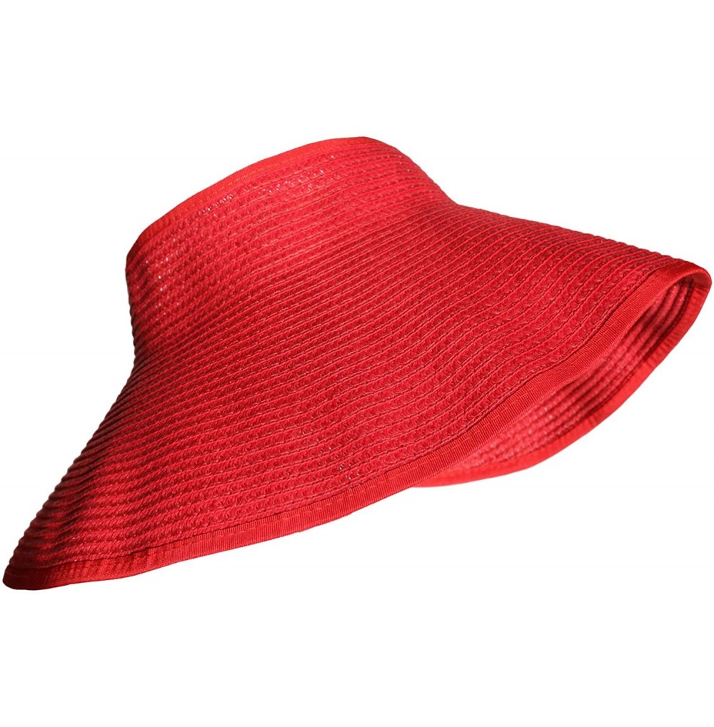 Sun Hats Foldable Beach Visor Wide Brim Sun Hat - Red - C811VT4922Z
