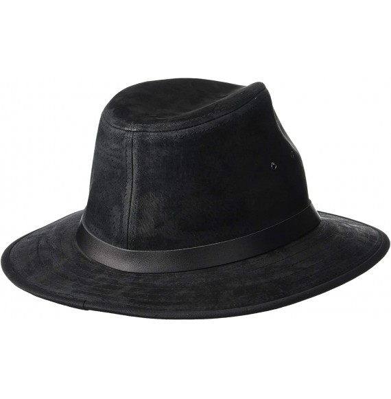 Cowboy Hats Genuine Suede Safari with Leather Band - Black - C5112OG94NJ