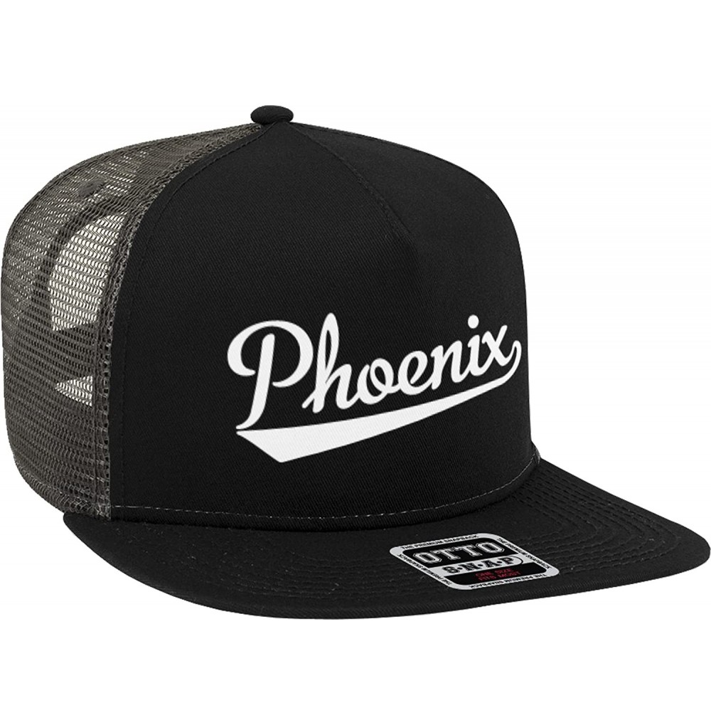 Baseball Caps Phoenix Script Baseball Font Snapback Trucker Hat - Black/Charcoal Grey - CH18DDOEKWE